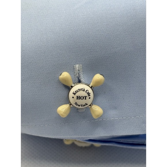 Kenneth Cole Hot & Cold Faucet White and Black Enameled Cufflinks Business Wear - Picture 3 of 9